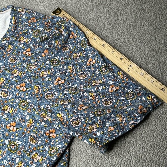 Boden Maxi Dress US 16/18 Tiered Wrap Jersey Blue Orange Yellow Boho Botanic - Picture 7 of 10